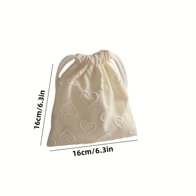 Cute Heart Print Drawstring Storage Bag Travel Cable Organizer 5