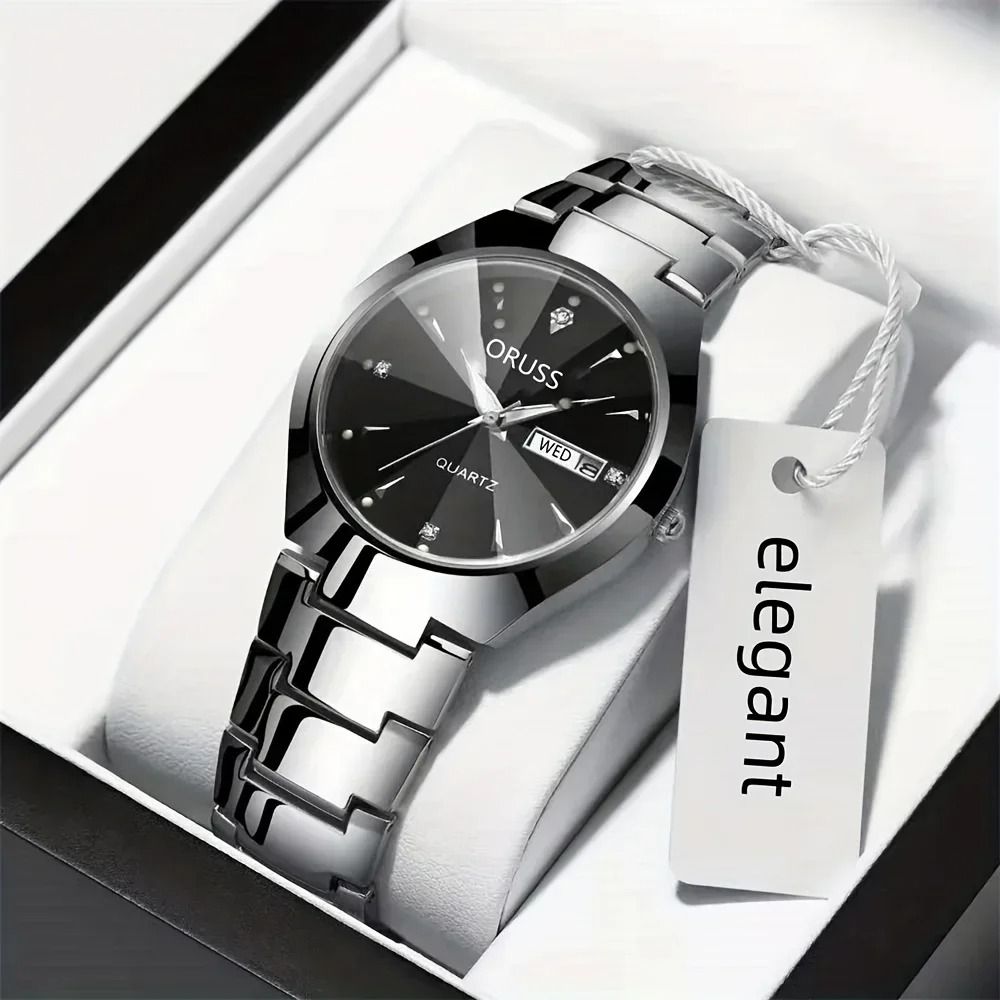 Couple Quartz Watch With Calendar Business Fashion Analog Wristwatch 5