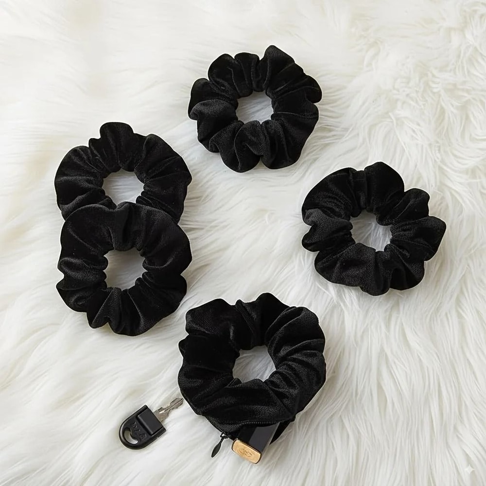 Hidden Storage Hair Scrunchie With Zipper Secret Wallet 0
