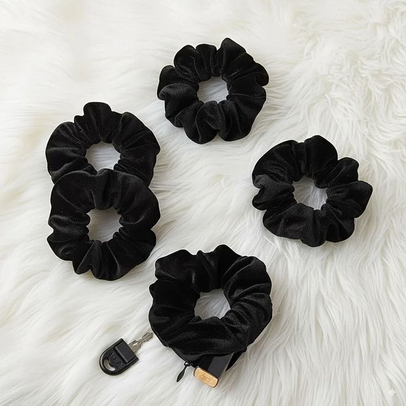 Hidden Storage Hair Scrunchie With Zipper Secret Wallet 0