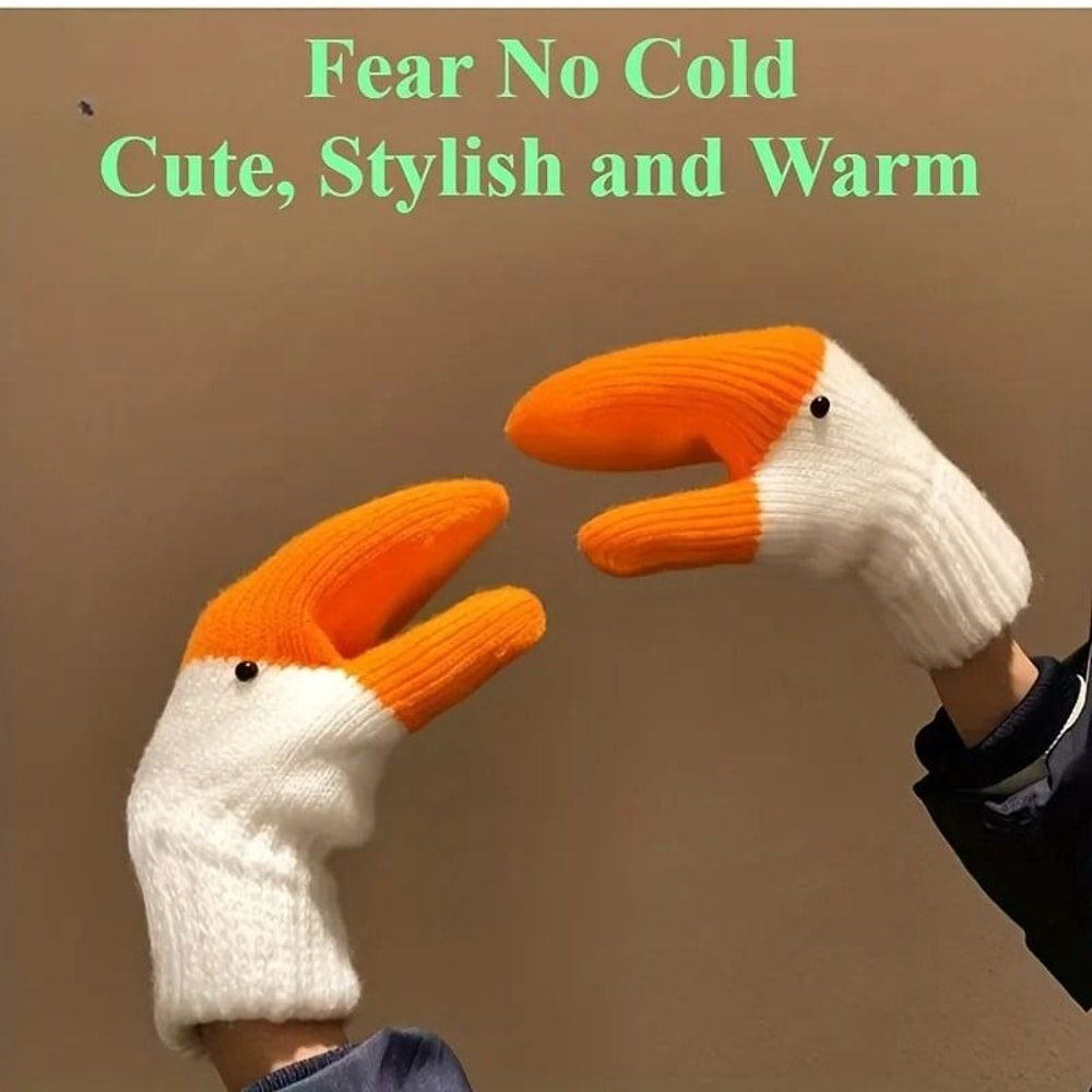 Cute Goose Mittens Thick Warm Funny Winter Gloves For Women 1