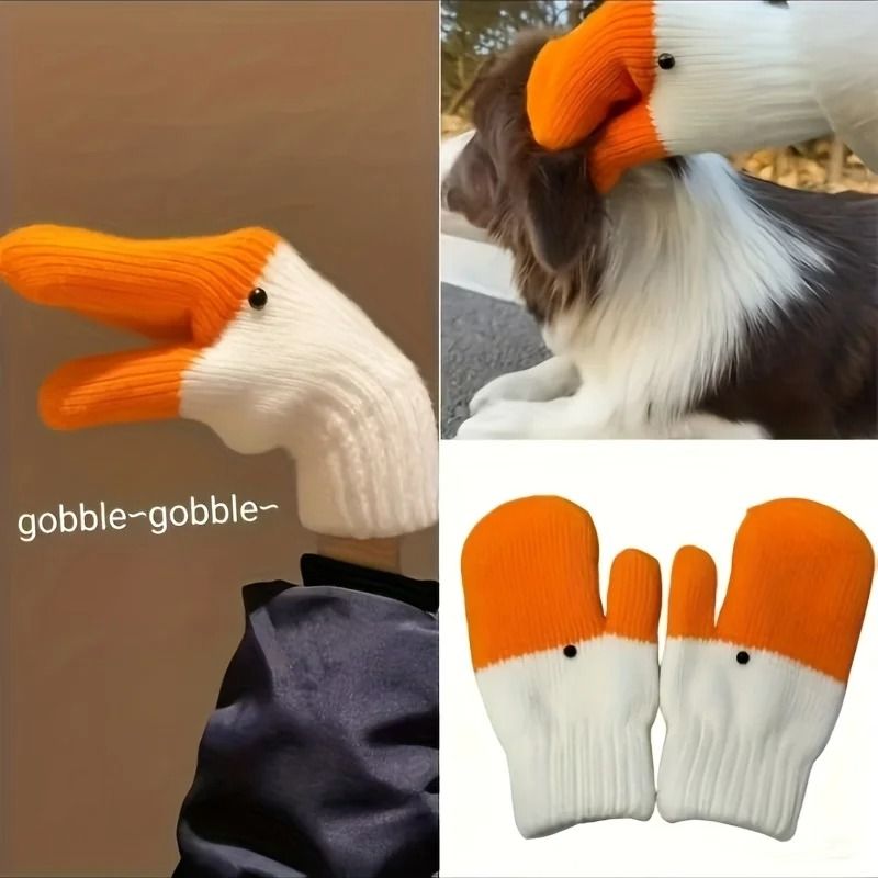 Cute Goose Mittens Thick Warm Funny Winter Gloves For Women 3