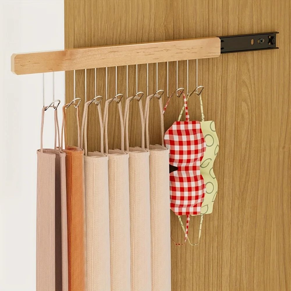 Pull Out Sliding Closet Organizer Hanger With 8 Hooks For Belts Ties And Accessories 6