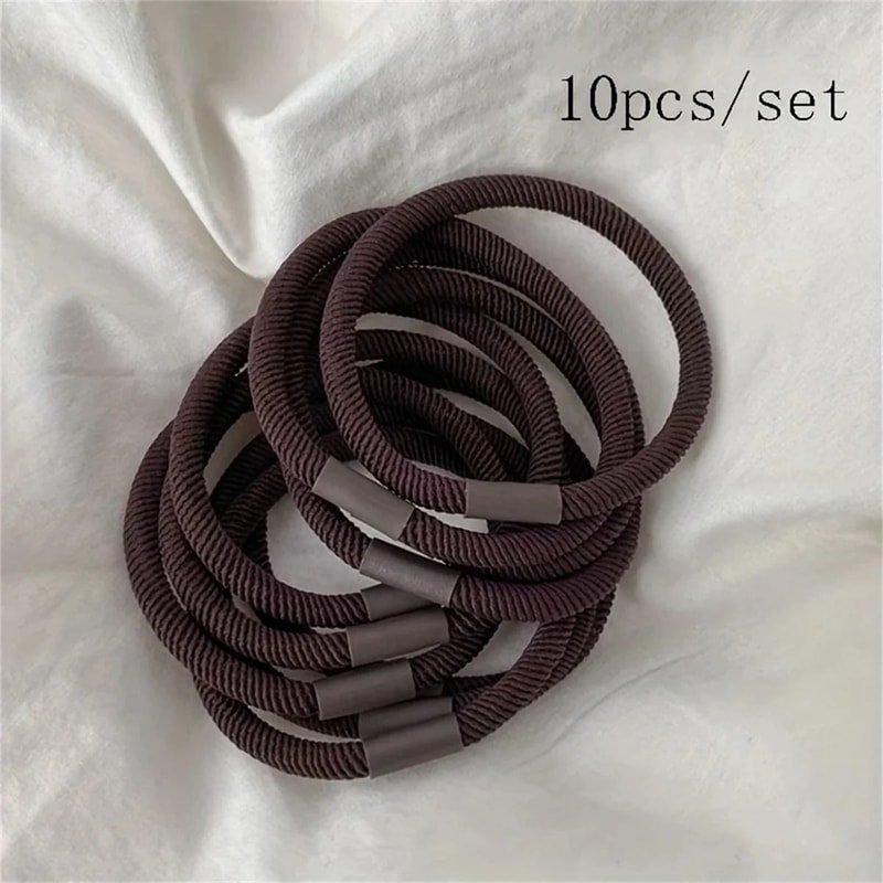 Basic Plain Color Thick Elastic Hair Ties Set With High Elasticity Ponytail Holders 3