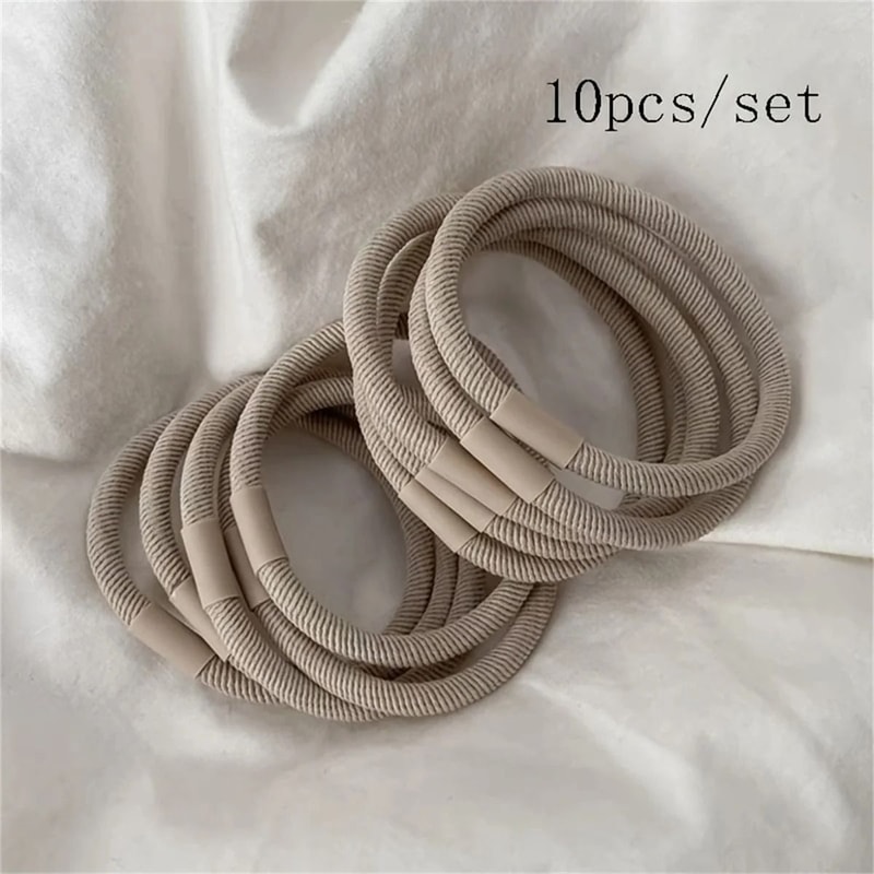 Basic Plain Color Thick Elastic Hair Ties Set With High Elasticity Ponytail Holders 1