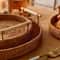 Handmade Rattan Serving Tray With Handles Round Woven Boho Kitchen Decor 4