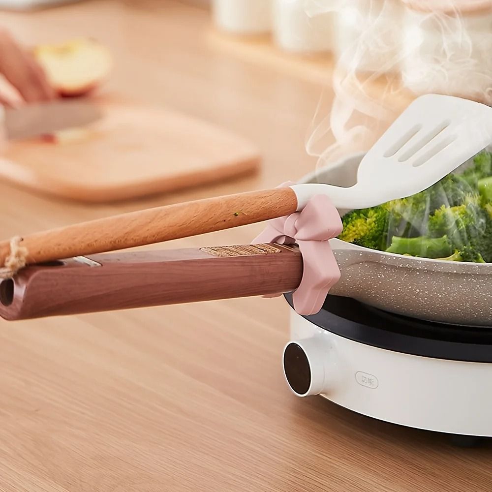 Silicone Spatula Holder With Bow Design Kitchen Spoon Holder For Stove 3