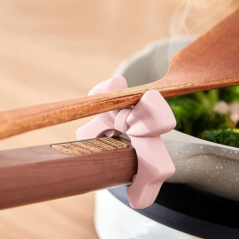 Silicone Spatula Holder With Bow Design Kitchen Spoon Holder For Stove 1