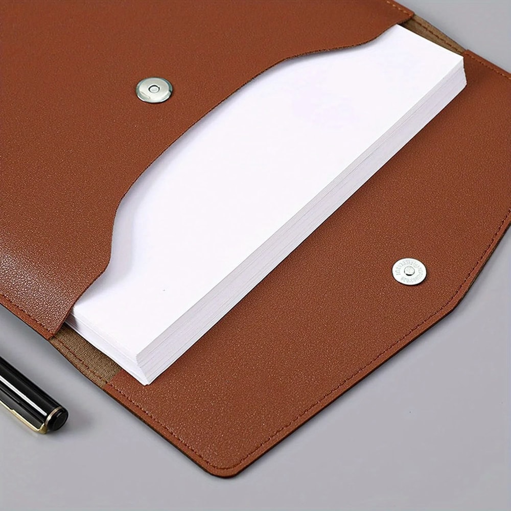 A4 Leather File Folder Large Capacity Document Organizer Briefcase 3