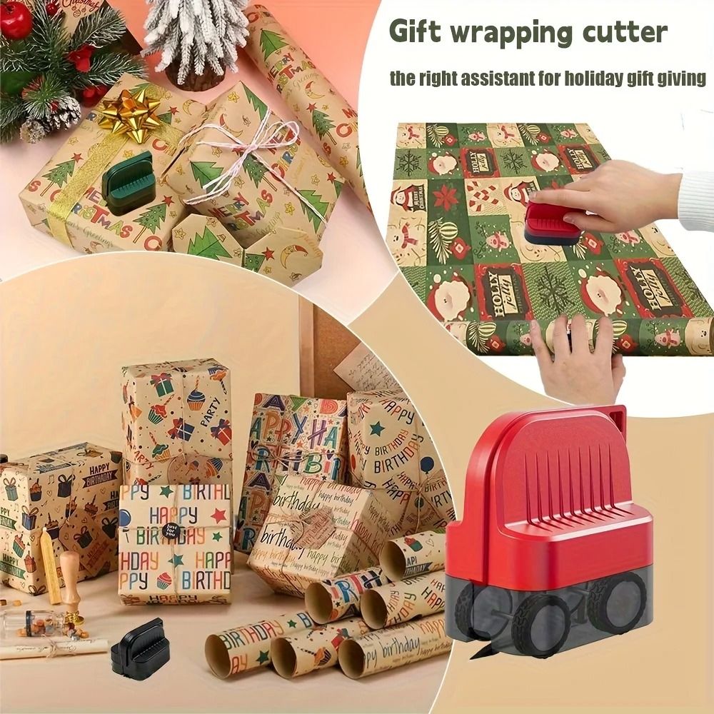 Cylindrical Wrapping Paper Cutter Safe Gift Wrap Paper Cutting Tool 2