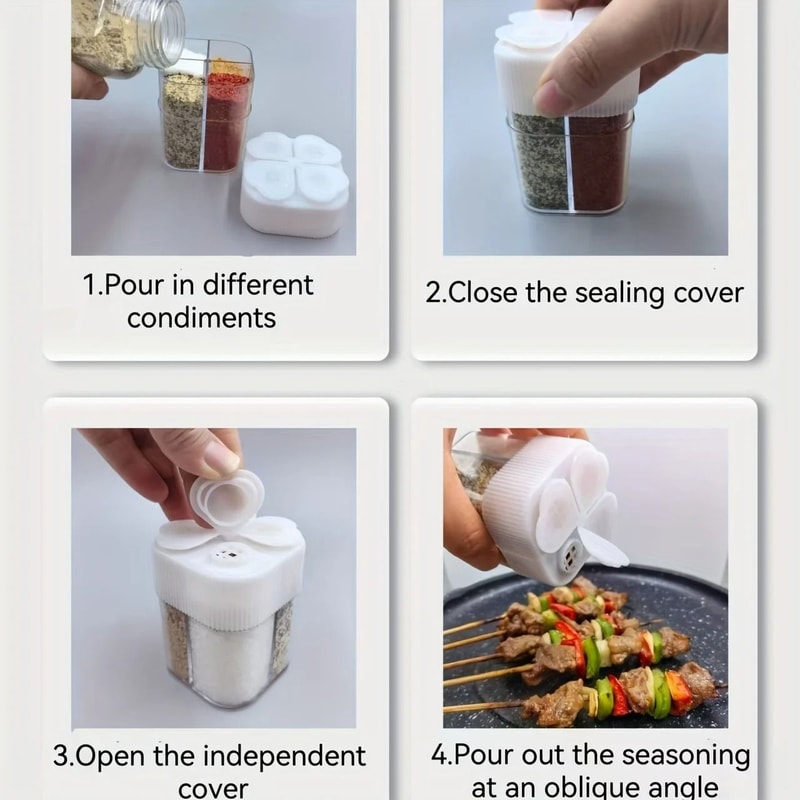 Plastic Spice Shaker 4 Hole Seasoning Dispenser For Kitchen Use 4