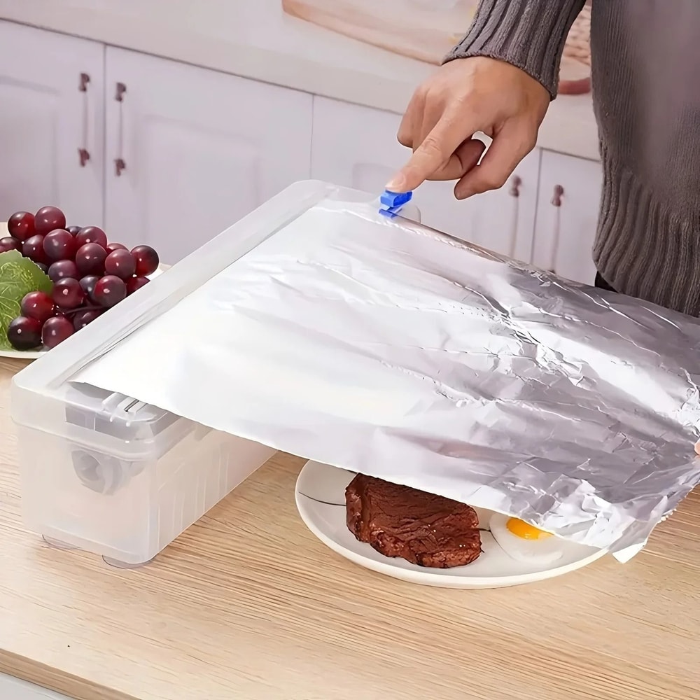 Reusable Plastic Wrap Cutter And Dispenser Kitchen Cling Film Organizer 5