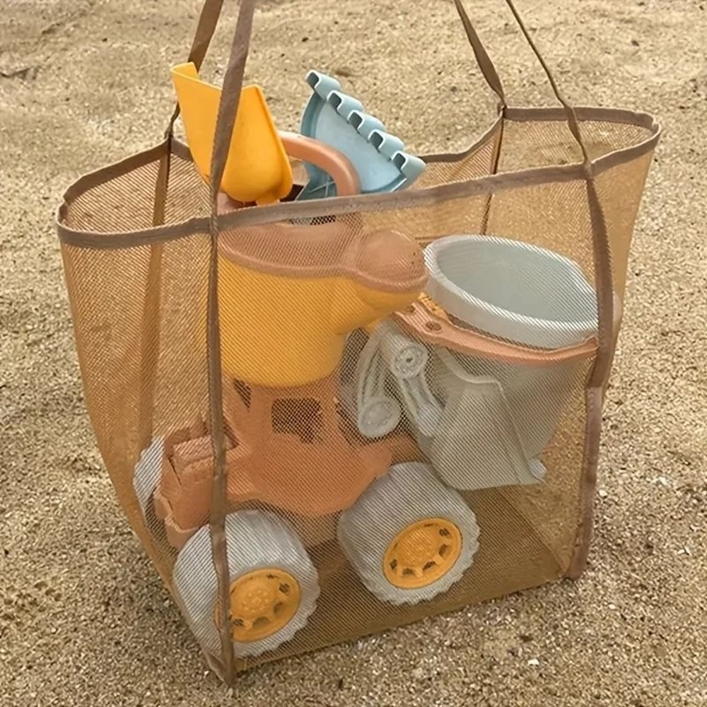 XL Mesh Beach Toy Bag Extra Large Foldable Beach Tote With Handles 6