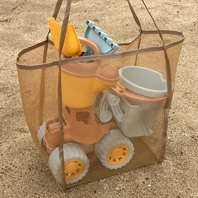 XL Mesh Beach Toy Bag Extra Large Foldable Beach Tote With Handles 6
