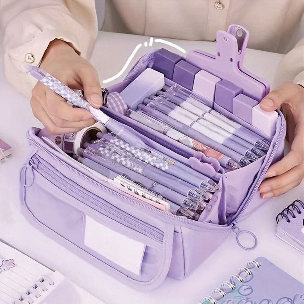 Large Capacity Pencil Case Portable Desk Stationery Storage Box 7