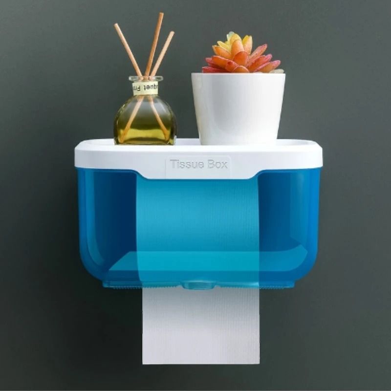 Wall Mounted Toilet Paper Holder With Storage Adhesive Tissue Dispenser 3