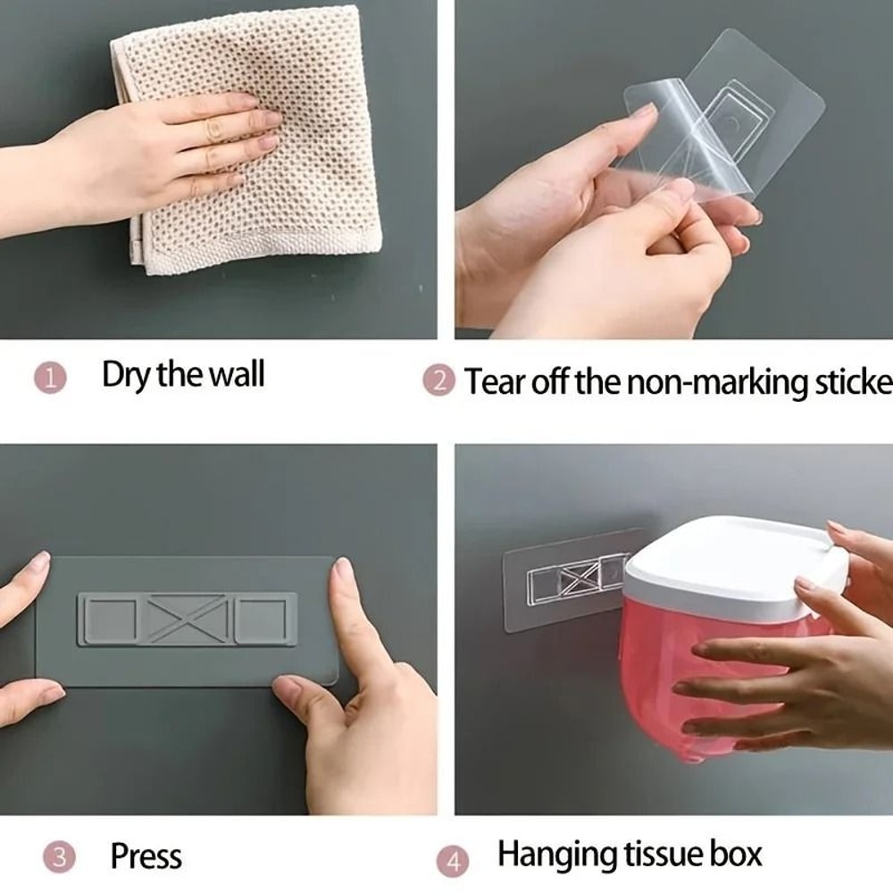 Wall Mounted Toilet Paper Holder With Storage Adhesive Tissue Dispenser 4