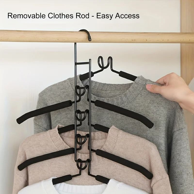 5 Layer Space Saving Clothes Hanger Detachable Multi Tier Closet Organizer 0