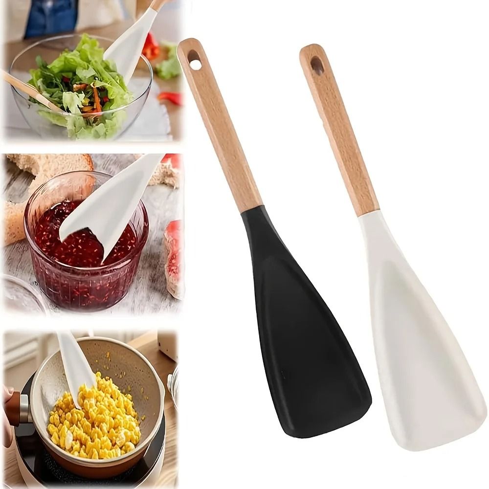 Multifunction Wooden Handle Cooking Spoon Nonstick Safe Serving Utensil 0