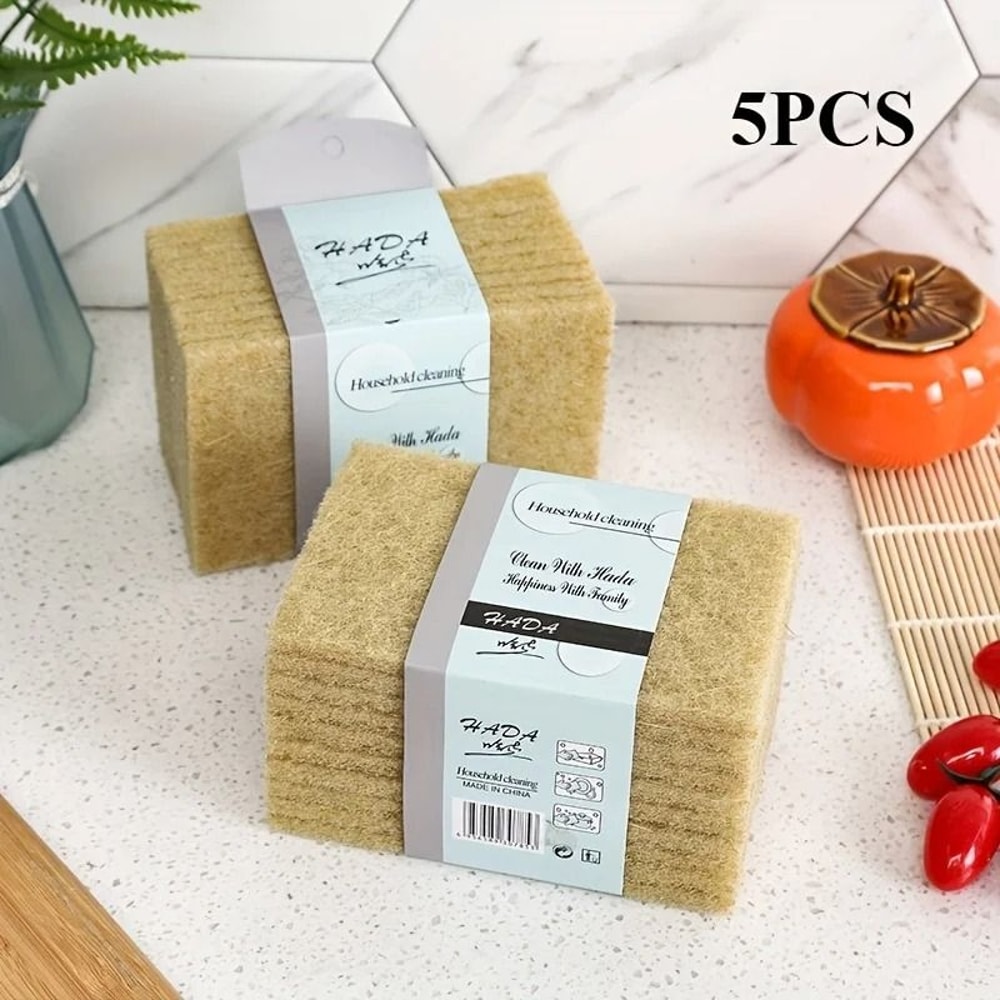 Coconut Fiber Scouring Pads Reusable Eco Friendly Kitchen Scrubbers 5 Pack 0