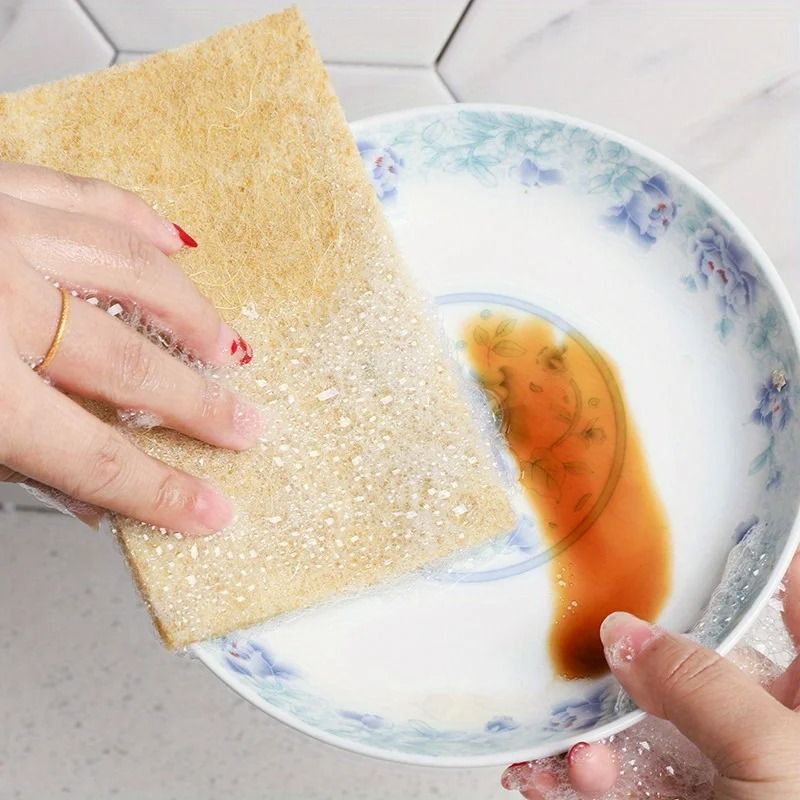 Coconut Fiber Scouring Pads Reusable Eco Friendly Kitchen Scrubbers 5 Pack 2