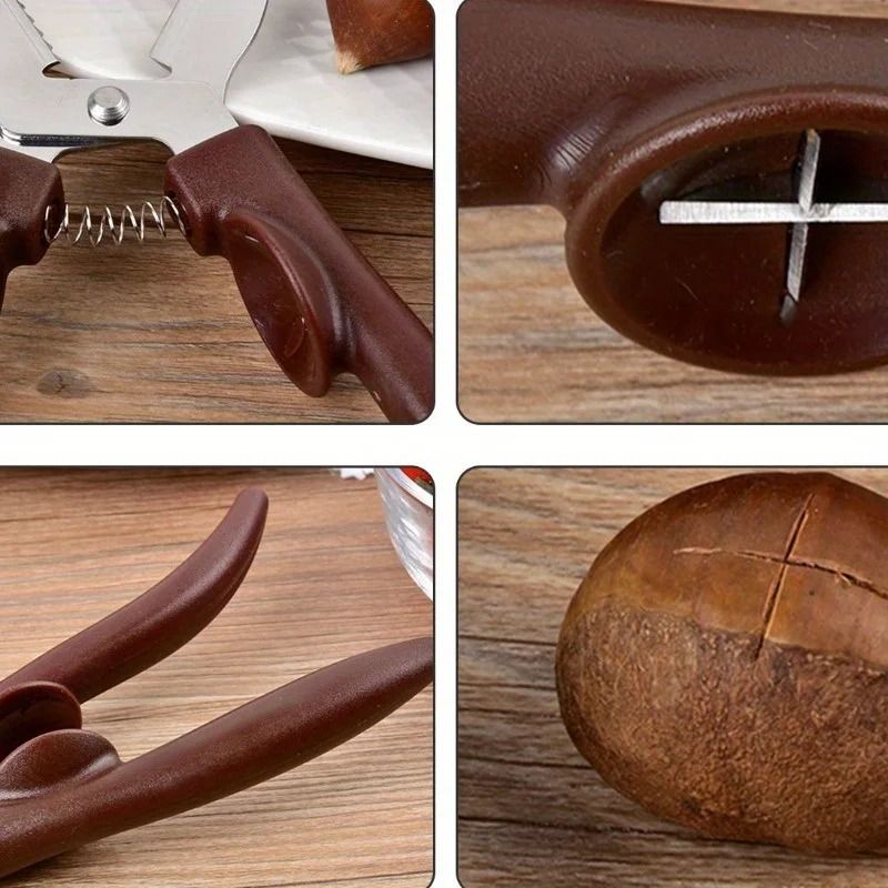 Stainless Steel Chestnut Opener Easy Grip Nutcracker Tool 4