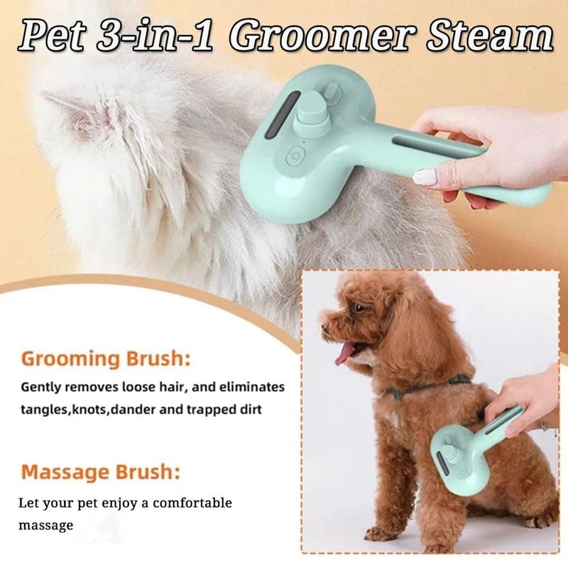 Steam Spray Dog Grooming Brush With Gentle Massage And De Shedding Care 4