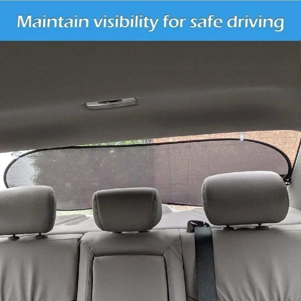 Car Rear Window Sun Shade UV Protection Folding Mesh Sunshade With Suction Cups 5
