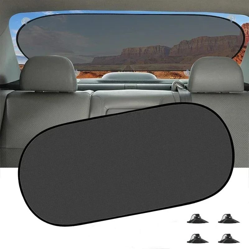 Car Rear Window Sun Shade UV Protection Folding Mesh Sunshade With Suction Cups 0