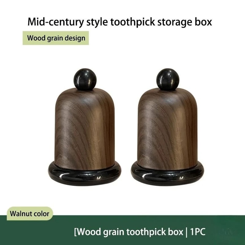 1 PC Elegant Walnut Wood Toothpick Holder With Ball Top Solid Wood Toothpick Dispenser 1