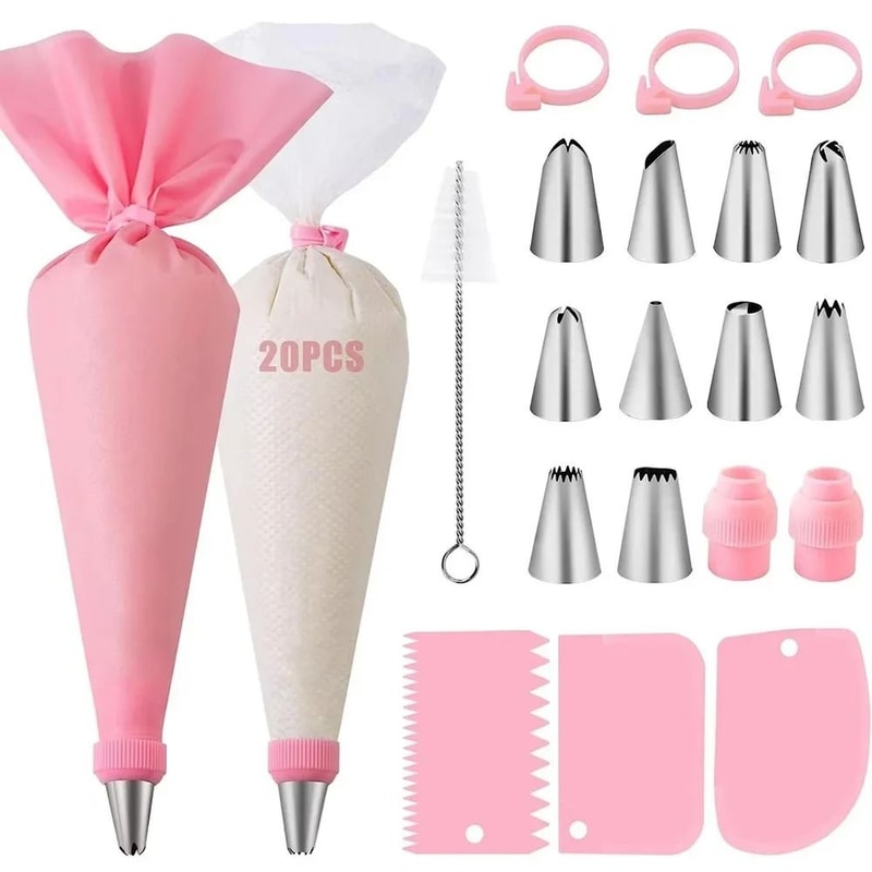 40 Piece Silicone Piping Bags And Tips Cake Decorating Kit Reusable Pastry Tools 1