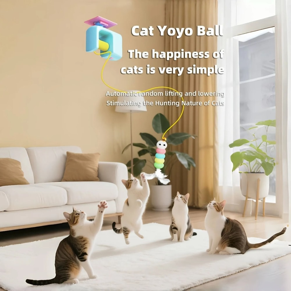 Electric Interactive Cat Toy Automatic Flying Bird Teaser With Elastic Rope 5