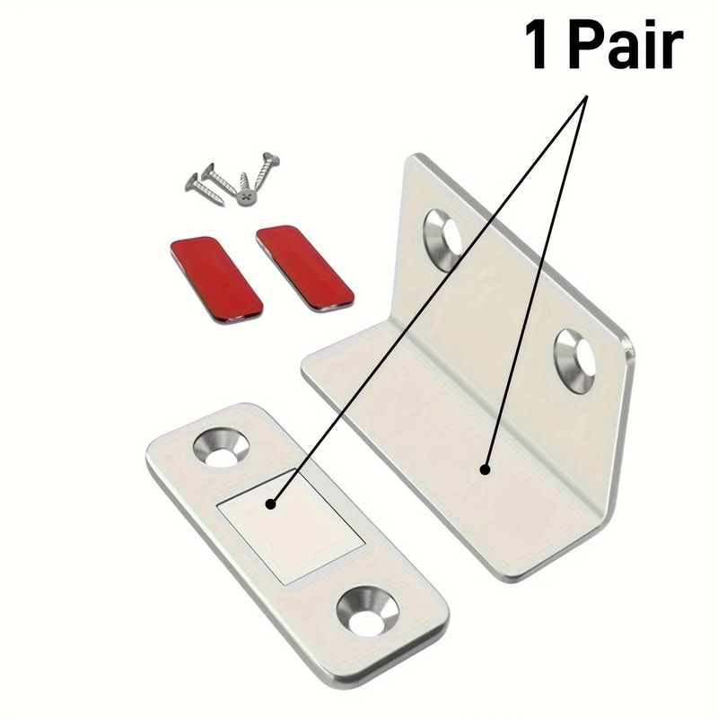 1 Pair Magnetic Door Catch Latch Drill Free Invisible Cabinet Door Holder Set 0