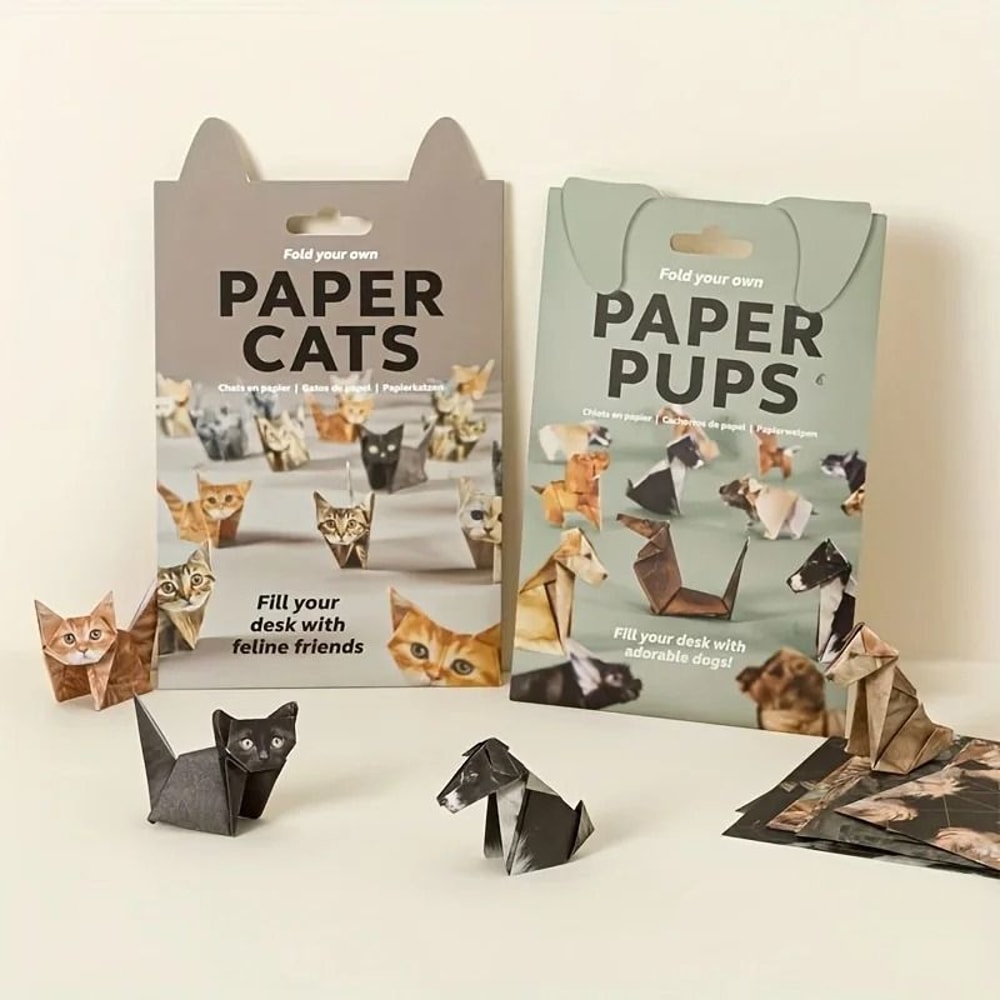Paper Cats Origami Kit Cute Cat Paper Craft Set For Creative Home Decor 0