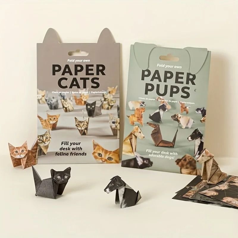 Paper Cats Origami Kit Cute Cat Paper Craft Set For Creative Home Decor 0