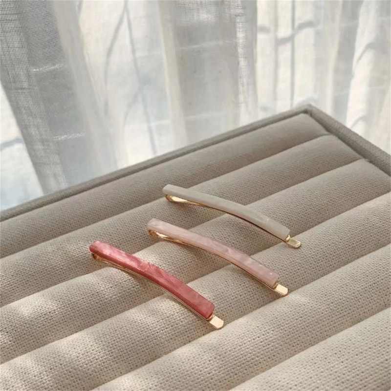 Acetate Geometric Hair Clips Set Of 3 Simple Oblong Barrettes For Women 1