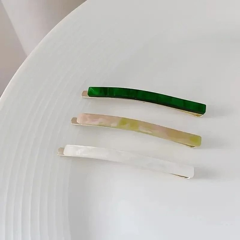 Acetate Geometric Hair Clips Set Of 3 Simple Oblong Barrettes For Women 3