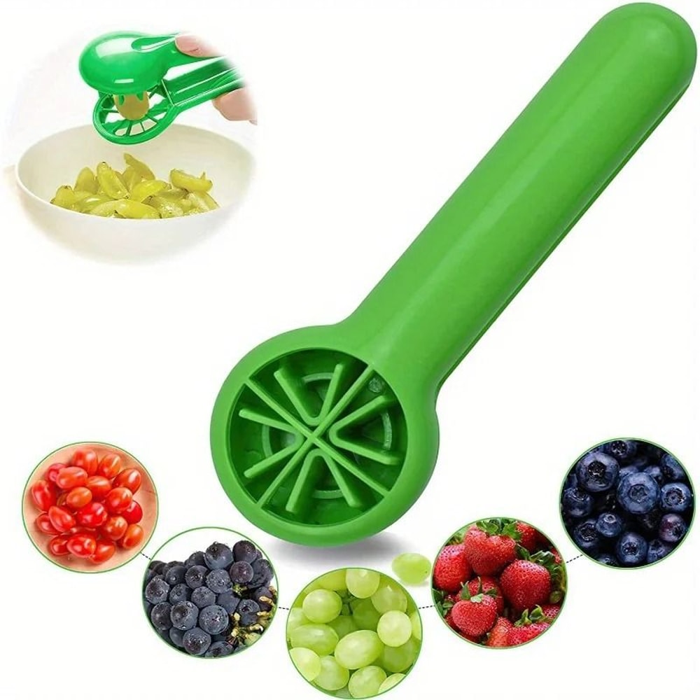 Safe Manual Fruit Slicer Berry And Grape Cutter Kid Friendly Kitchen Tool 0