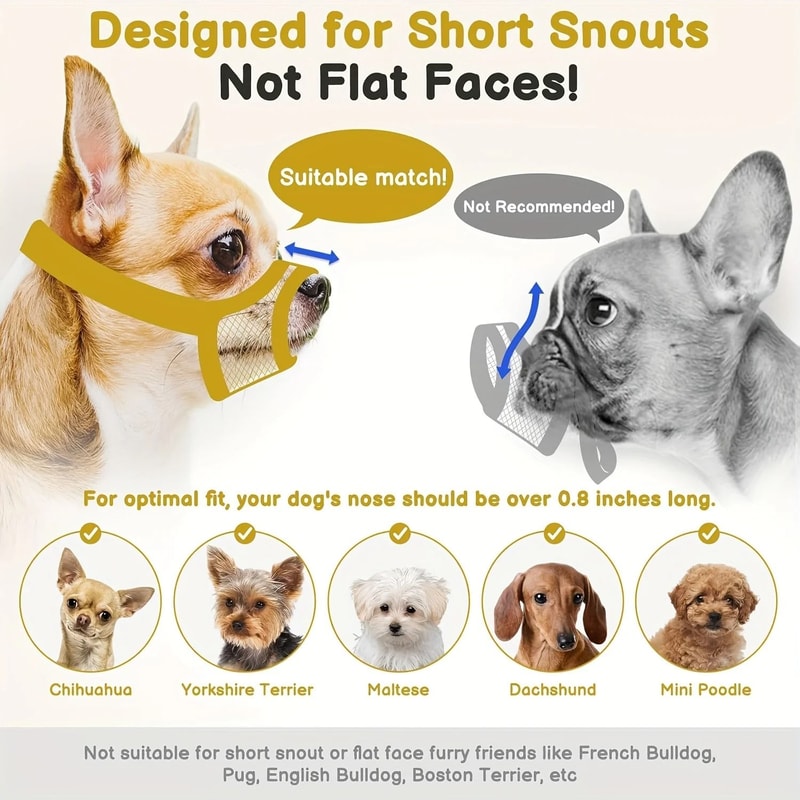 Breathable Mesh Dog Muzzle For Short Snout Small Dogs Anti Biting Design 4