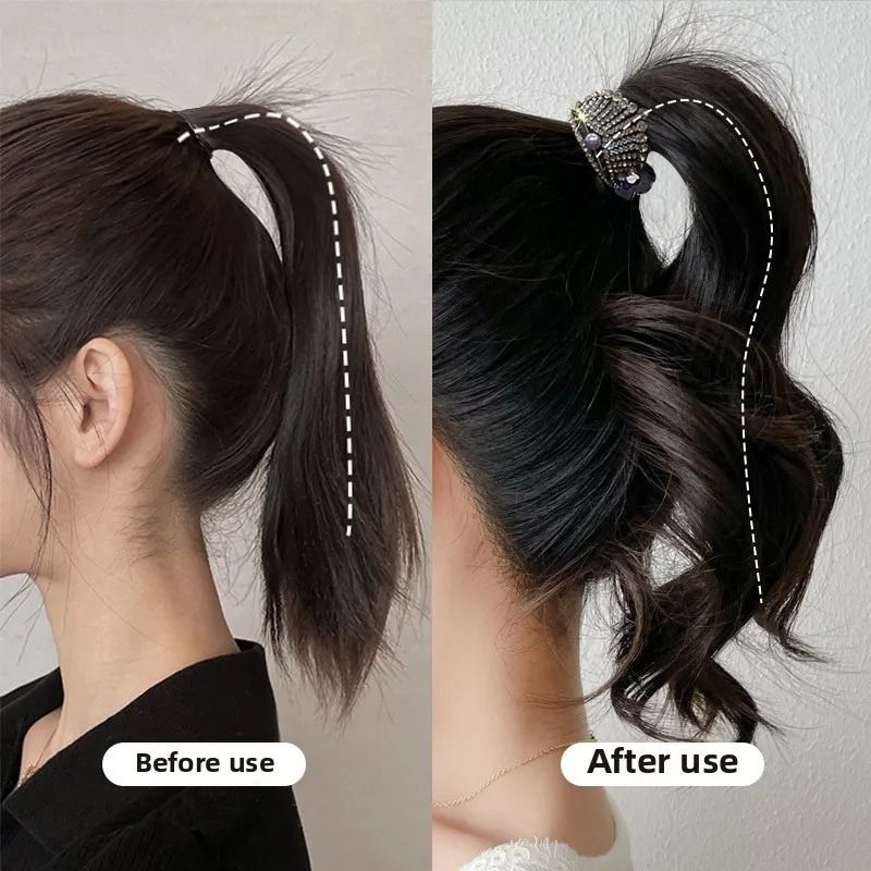 Elegant Crystal Shark Hair Claw Pearl Ponytail Clip For Women 4