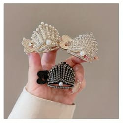 elegant crystal shark hair claw pearl ponytail clip for women