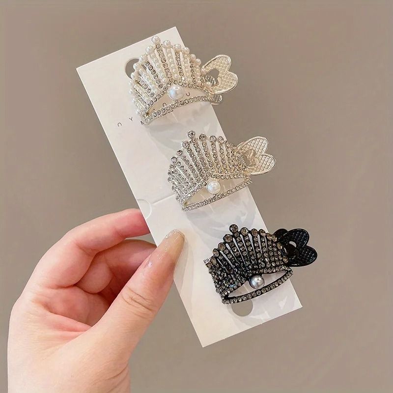 Elegant Crystal Shark Hair Claw Pearl Ponytail Clip For Women 3