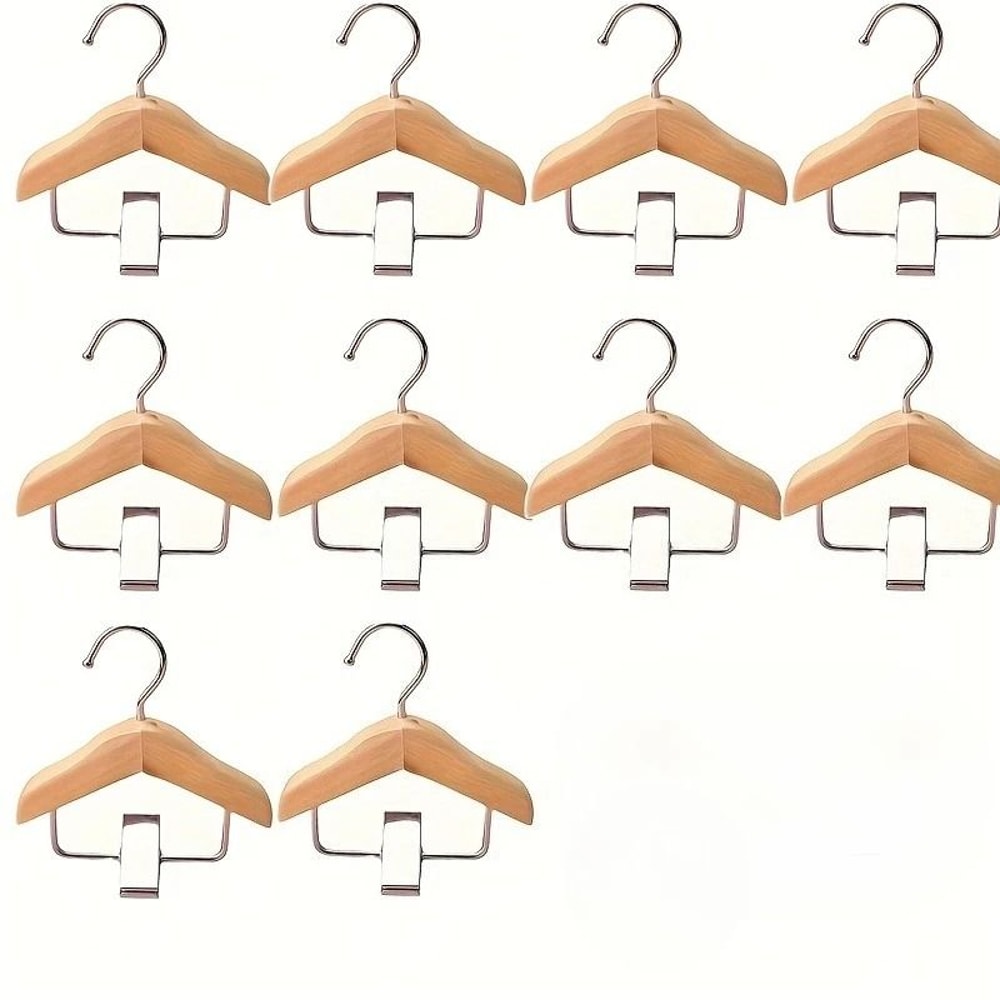 Mini Wooden Clip Hangers Space Saving Organizer For Pet Clothes And Small Accessories 3
