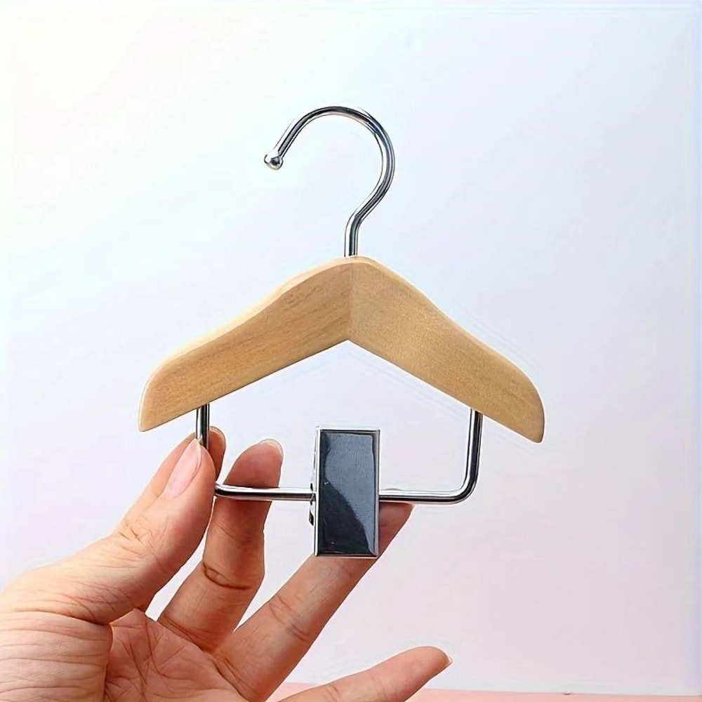 Mini Wooden Clip Hangers Space Saving Organizer For Pet Clothes And Small Accessories 1