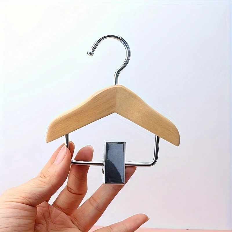 Mini Wooden Clip Hangers Space Saving Organizer For Pet Clothes And Small Accessories 1