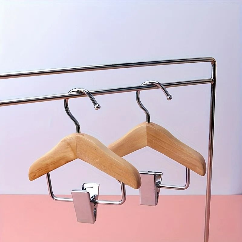 Mini Wooden Clip Hangers Space Saving Organizer For Pet Clothes And Small Accessories 4