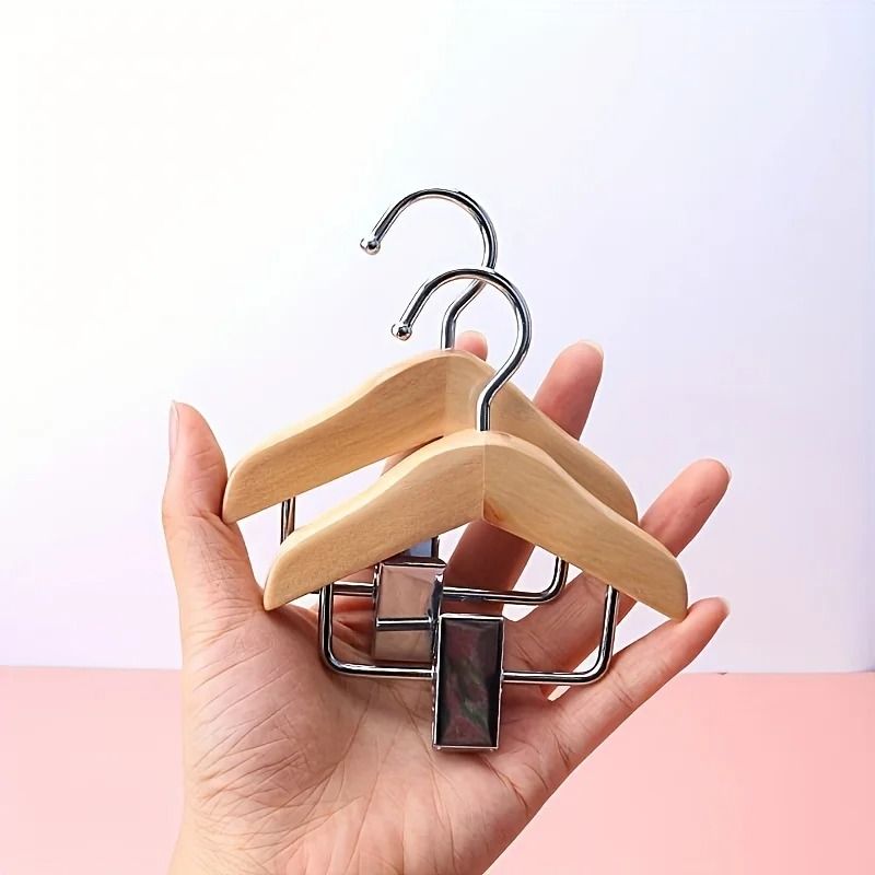Mini Wooden Clip Hangers Space Saving Organizer For Pet Clothes And Small Accessories 2