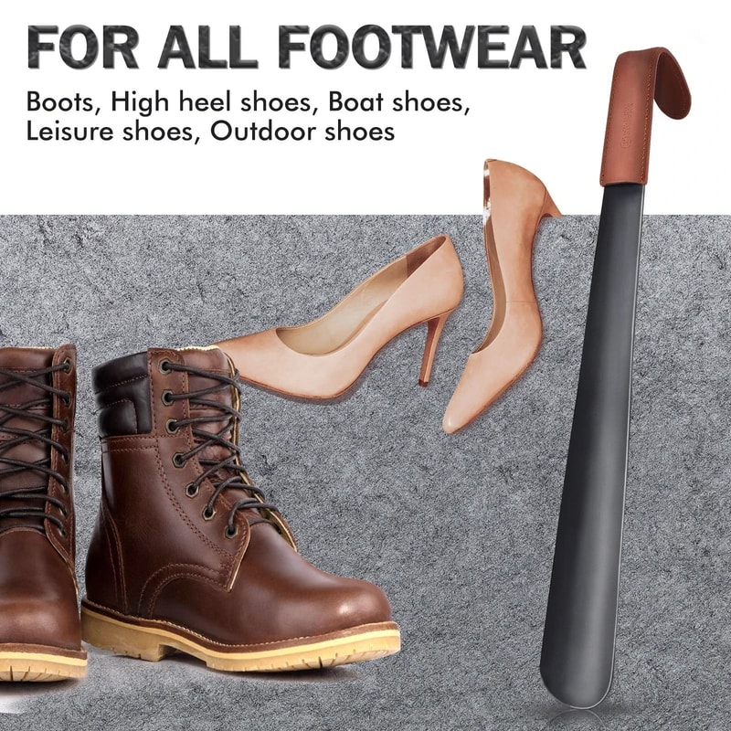 Extra Long Stainless Steel Shoe Horn 42cm Long Handled Shoe Lifter With Strap 2