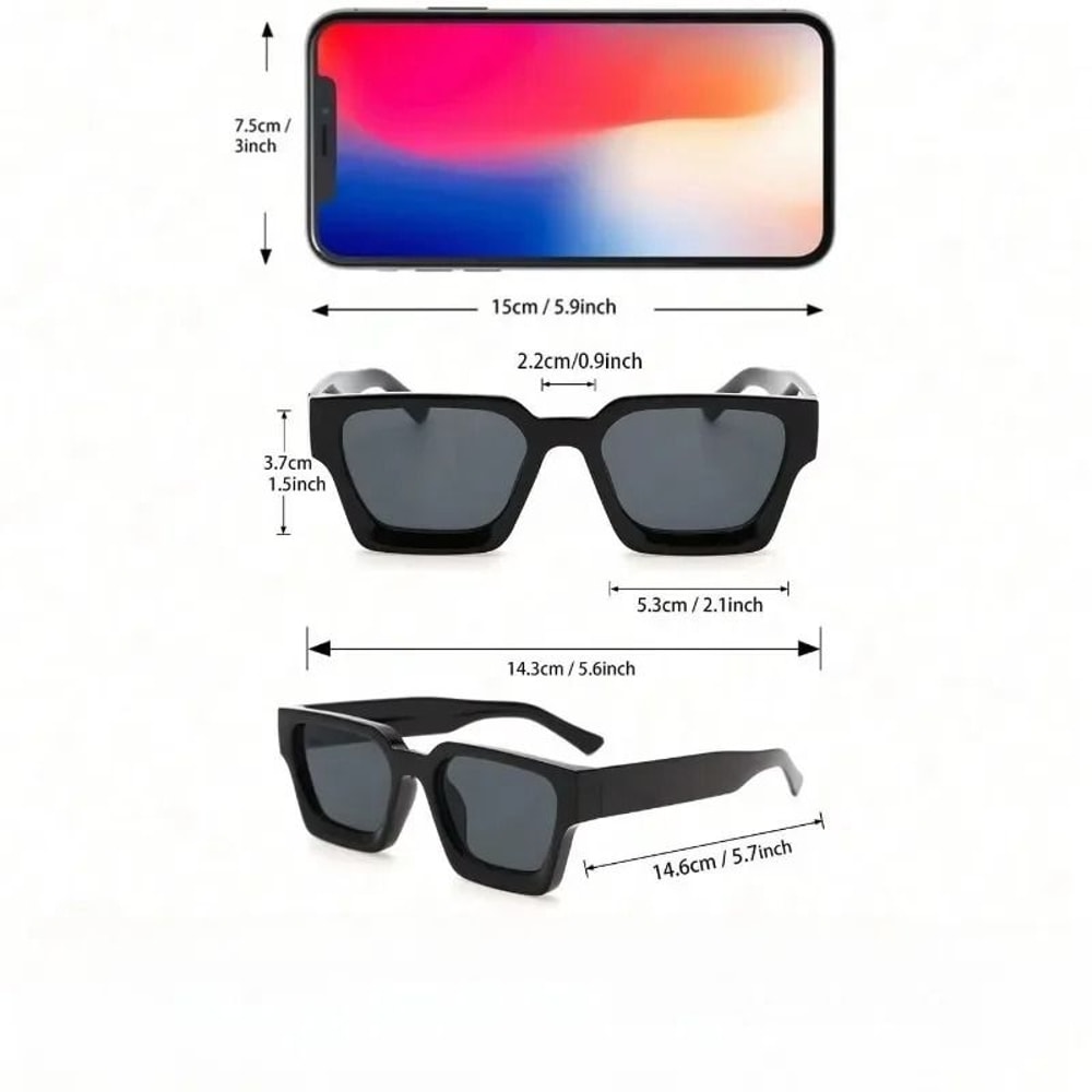 Unisex Square Frame Sunglasses Lightweight Plastic Fashion Shades For Daily Wear 2