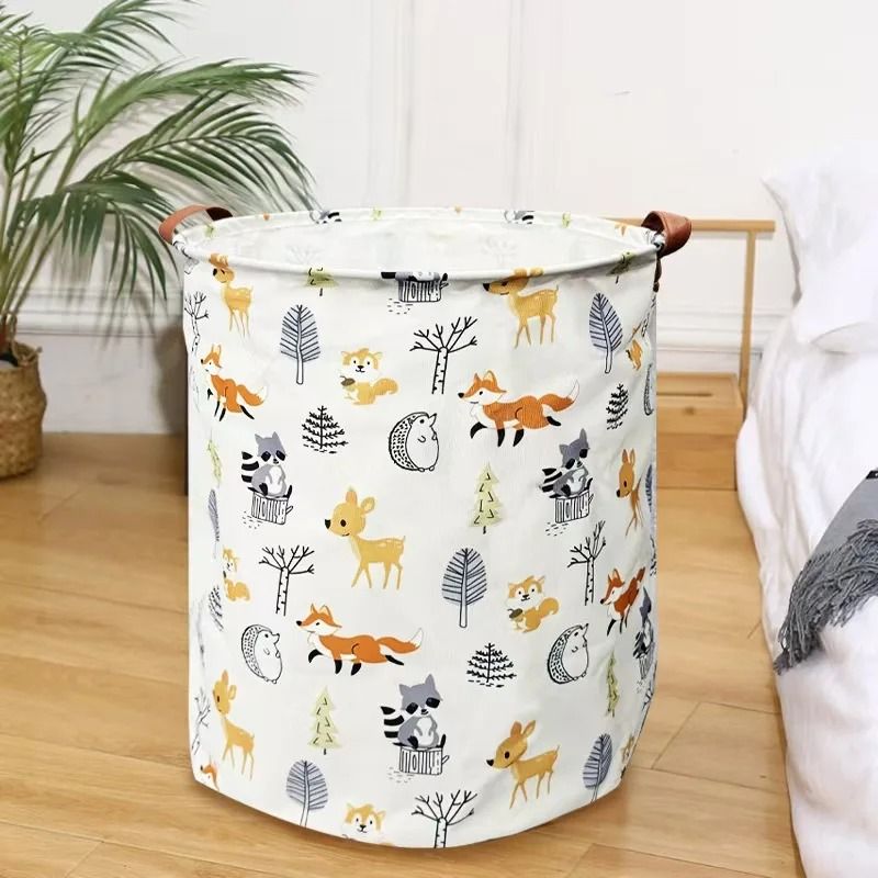 Large Cotton Laundry Basket Foldable Clothes Storage Hamper With Handles 1
